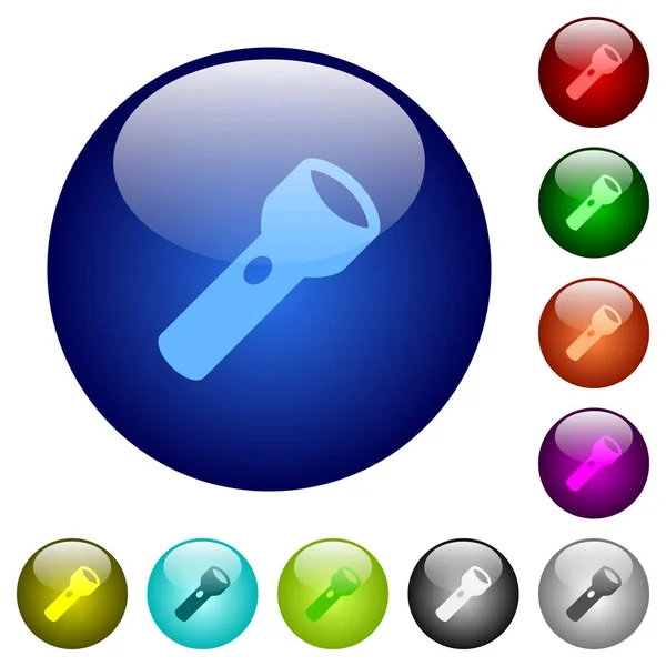 Flashlight Icons Color Glass Buttons — Stock Vector