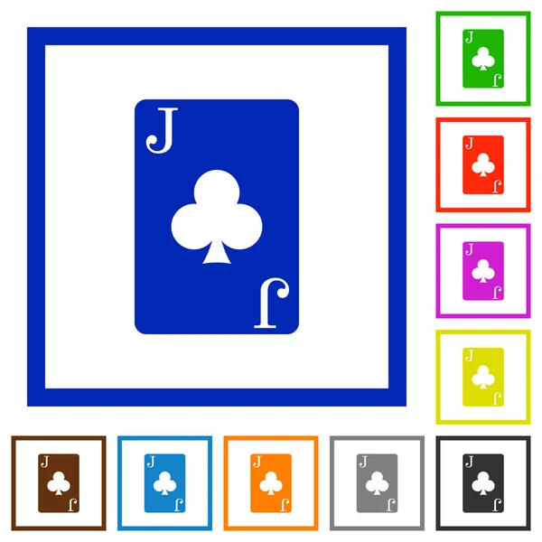 Υποδοχή Του Κλαμπ Κάρτα Εικονίδια Επίπεδη Χρώμα Τετράγωνο Καρέ Λευκό — Διανυσματικό Αρχείο