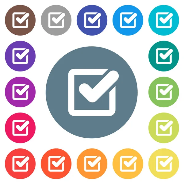 Yuvarlak renkli arka planlar simgeleri onay kutusunu düz beyaz. 17 arka plan renk değişimleri dahil.