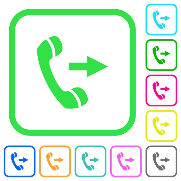 Outgoing Phone Call Vivid Colored Flat Icons Curved Borders White — Stock Vector