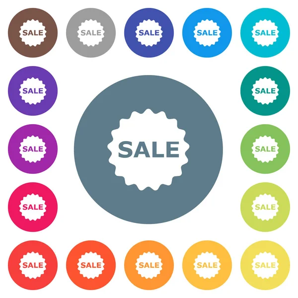 Sale Badge Flat White Icons Color Backgrounds Background Color Variations — Stock Vector