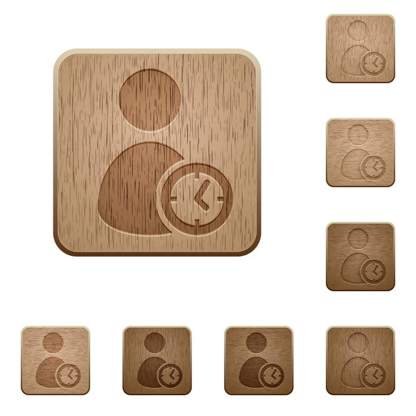 User Account Time Rounded Square Carved Wooden Button Styles — Stock Vector