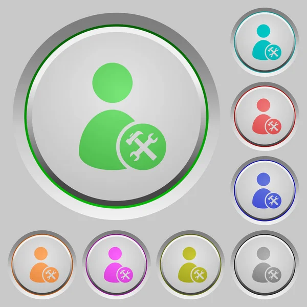 Kullanıcı Hesabı Araçları Batırıldı Basma Düğmelerini Simgeleri Renk — Stok Vektör