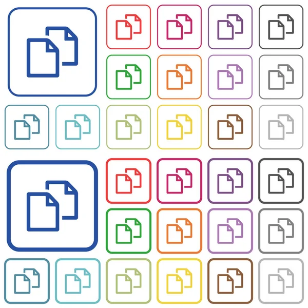 Copy Document Color Flat Icons Rounded Square Frames Thin Thick — Stock Vector