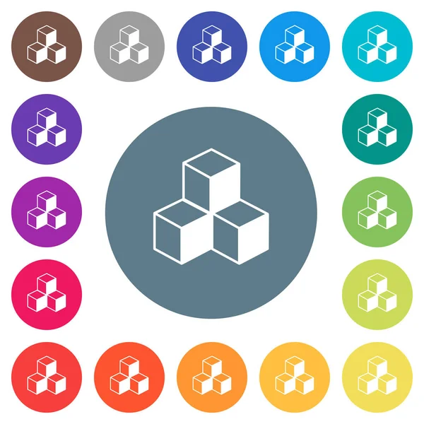 Yuvarlak küpleri düz beyaz simgeler üzerinde renkli arka planlar. 17 arka plan renk değişimleri dahil.