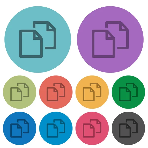 Copier Document Icônes Plates Sombres Sur Fond Rond Couleur — Image vectorielle