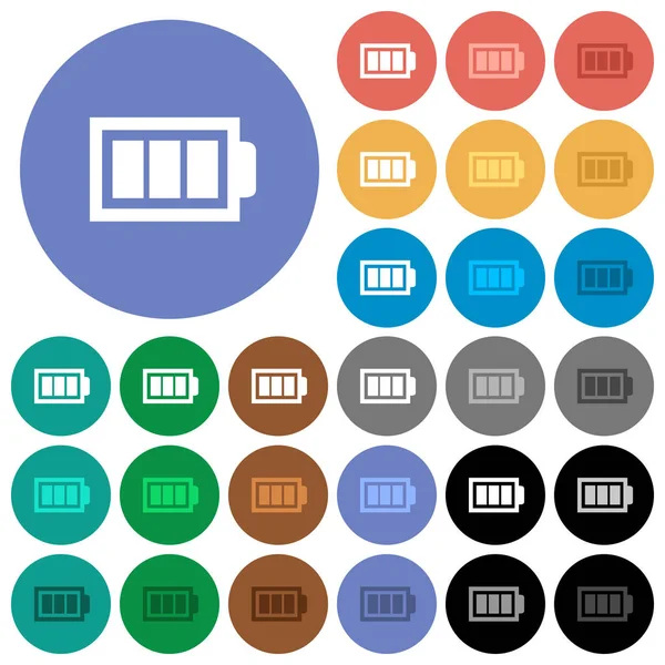 Batterie Complète Avec Trois Unités Charge Multicolores Icônes Plates Sur — Image vectorielle