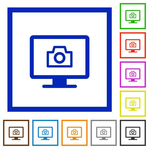 Machen Screenshot Flache Farbsymbole Quadratischen Rahmen Auf Weißem Hintergrund — Stockvektor