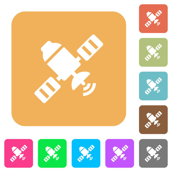 Спутниковые плоские иконки на округлых квадратных ярких цветовых фонов
.