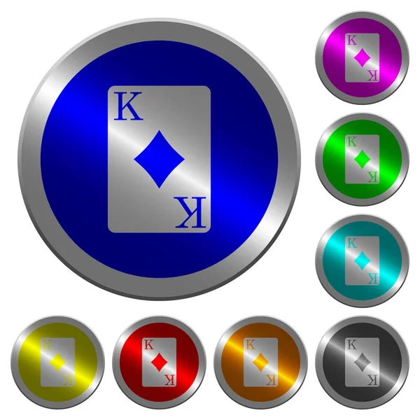鋼丸の発光コインのような色のボタンのダイヤモンド カード アイコンの王 — ストックベクタ