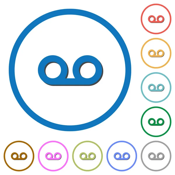 Sesli mesaj düz renk vektör simgeler gölgelerde ile özetliyor beyaz arka plan üzerinde yuvarlak