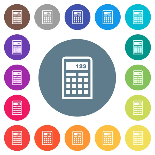 Kalkulator Naukowy Płaskie Białe Ikony Okrągły Kolor Tła Zmiany Koloru — Wektor stockowy