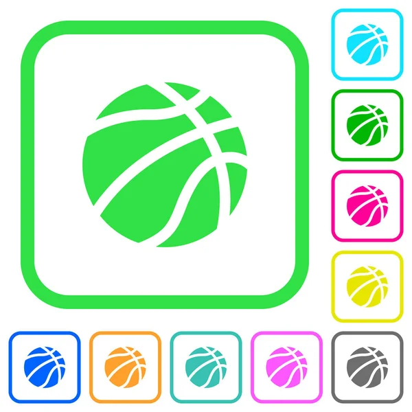 Баскетбол Яркие Цветные Плоские Иконы Изогнутых Границах Белом Фоне — стоковый вектор