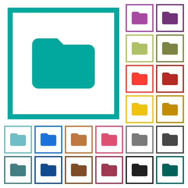 Icônes Couleur Plate Dossier Unique Avec Cadres Quadrants Sur Fond — Image vectorielle
