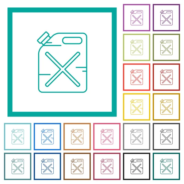 Gaz can düz beyaz arka plan üzerinde çeyreği çerçevelerle renk simgeleri