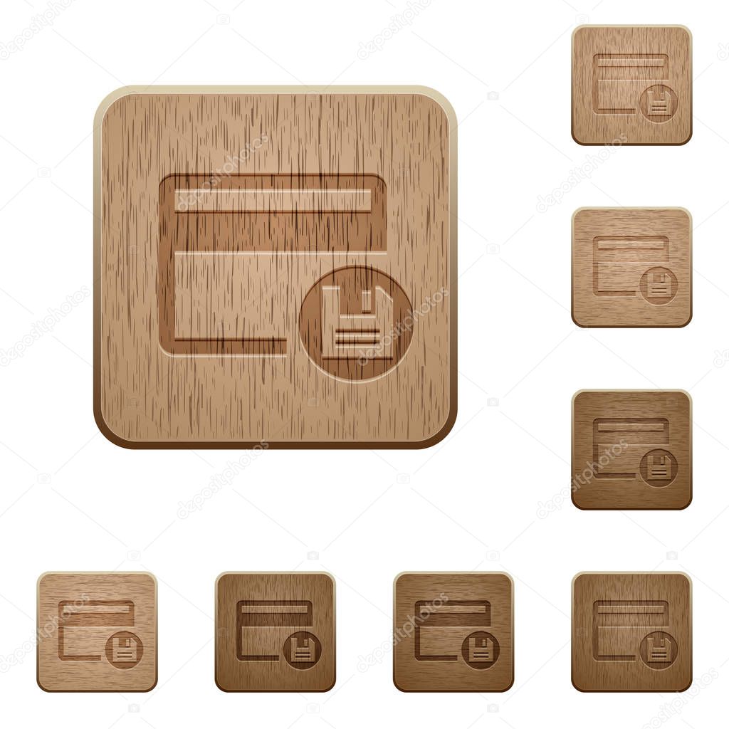 Save credit card on rounded square carved wooden button styles