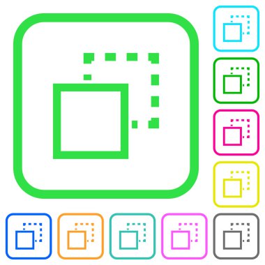 Öğe eğri sınırları içinde canlı renkli düz simgeler beyaz arka plan üzerinde geri göndermek