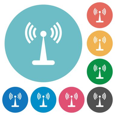 WLAN ağ düz beyaz simgeleri yuvarlak renkli arka planlar