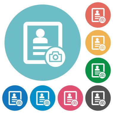 Profil resmi düz beyaz simgeler yuvarlak renkli arka planlar üzerinde iletişim