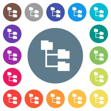 Klasör yapısı düz beyaz simgeleri yuvarlak renkli arka planlar. 17 arka plan renk değişimleri dahil.