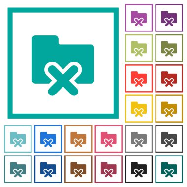 Klasör düz renk simgeleri çeyreği kare beyaz arka plan üzerinde ile iptal