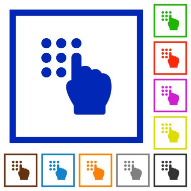 Kare kare beyaz arka plan üzerinde güvenlik kodu düz renk simgeleri yazmaya