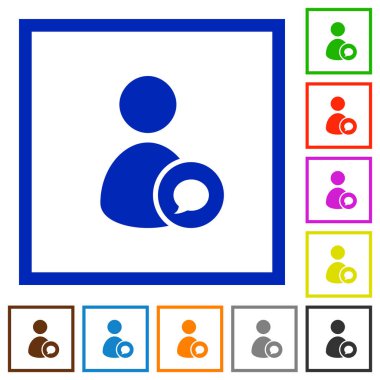 Kullanıcı yorum düz renk simgeleri beyaz arka plan üzerinde kare kare