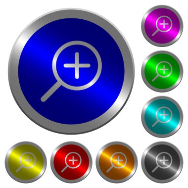 Simgeleri yakınlaştırma yuvarlak parlak sikke benzeri renk çelik düğmeleri