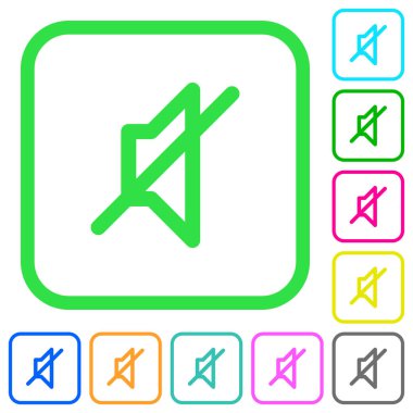 Beyaz arka plan üzerinde eğri sınırları içinde sessiz canlı renkli düz simgeler