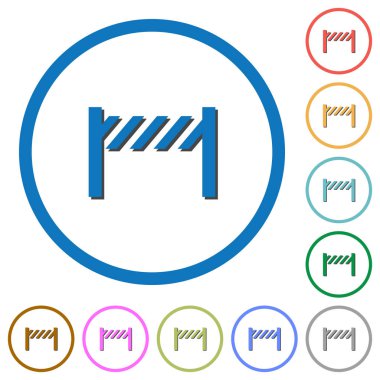 Yuvarlak yol kapanması çit düz renk vektör simgeler gölgelerde ile özetliyor beyaz arka plan üzerinde