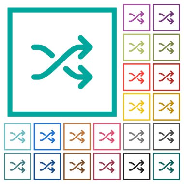 Medya düz renk simgeleri çeyreği çerçeveler ile beyaz arka plan üzerinde karıştırmak.