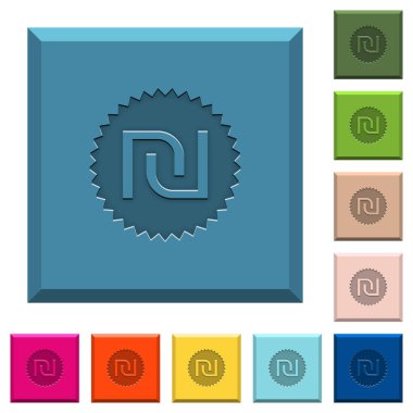 İsrail Yeni Şekeli etiket simgeler ucu keskin kare düğmeleri çeşitli moda renklerde işlemeli