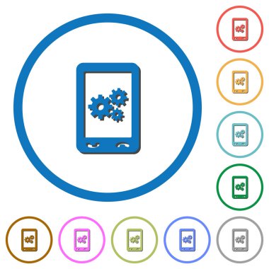 Beyaz arka plan üzerinde yuvarlak özetliyor gölgelerde ile hareketli tercihlerinizi düz renk vektör simgeleri