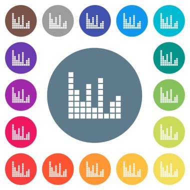 Ses barlar düz beyaz simgeleri yuvarlak renkli arka planlar. 17 arka plan renk değişimleri dahil.