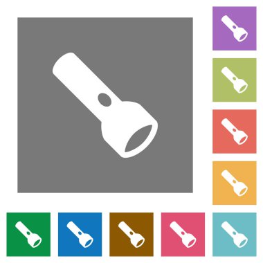 Basit el feneri düz simgeleri kare arka planlar renk