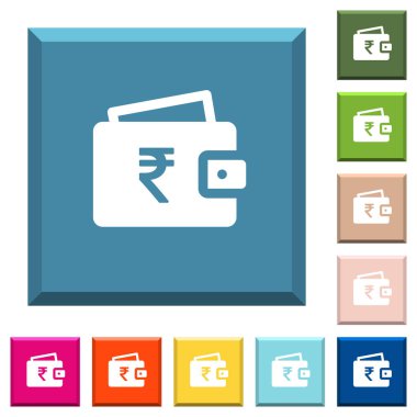Hindistan Rupisi cüzdan beyaz simgeleri çeşitli moda renklerde ucu keskin kare düğmeleri