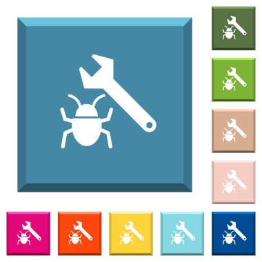 Modaya uygun çeşitli renklerde ucu keskin kare düğmeleri beyaz simgeler sabitleme hata