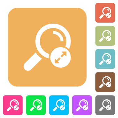 Arama sonuçları üzerinde düz simgeler uzanan yuvarlak kare canlı renkli arka planlar.