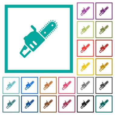 Testere düz renk simgeleri beyaz arka plan üzerinde çeyreği çerçeveli