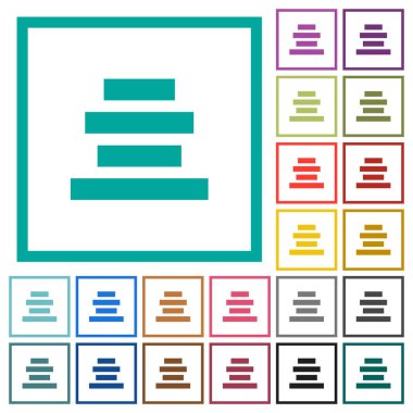 Merkezi düz renk simgeleri beyaz arka plan üzerinde çeyreği çerçevelerle metni hizalama