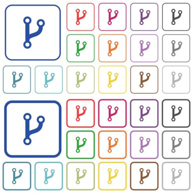 Çatal renk düz simgeler Yuvarlatılmış kare kare kod. İnce ve kalın sürümleri dahil.