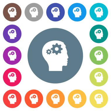 Kullanıcı ayarları yuvarlak renkli arka planlar üzerinde beyaz simgeler düz. 17 arka plan renk değişimleri dahil.