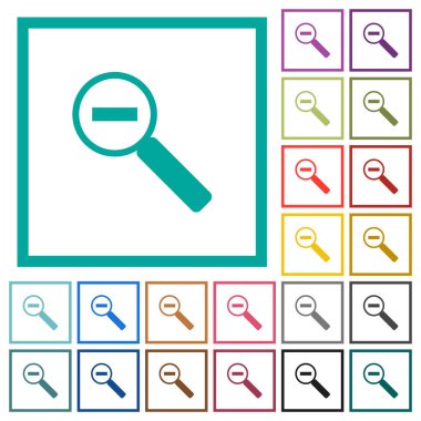 Beyaz arka plan üzerinde düz renk simgeleri çeyreği çerçevelerle uzaklaştır