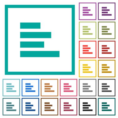 Sol düz renk simgeleri beyaz arka plan üzerinde çeyreği çerçevelerle metni hizalama