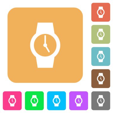 Yuvarlatılmış kare canlı renkli arka planlar üzerinde düz simgeler izle.