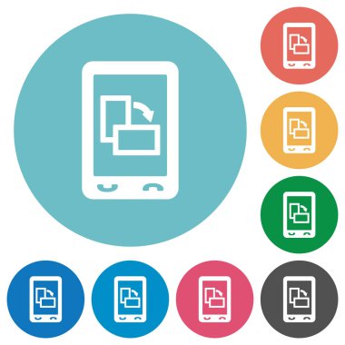 Yuvarlak renkli arka planlar mobil görüntüleme yönlendirmesi düz beyaz simgeleri değiştirmek