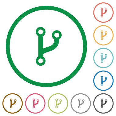 Kodu çatal düz renk simgeleri özetliyor beyaz arka plan üzerinde yuvarlak