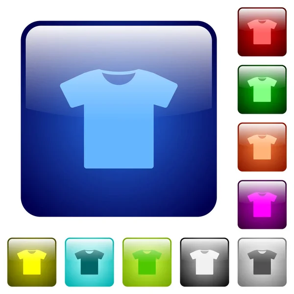 Iconos Camiseta Color Cuadrado Redondeado Brillante Conjunto Botones — Vector de stock