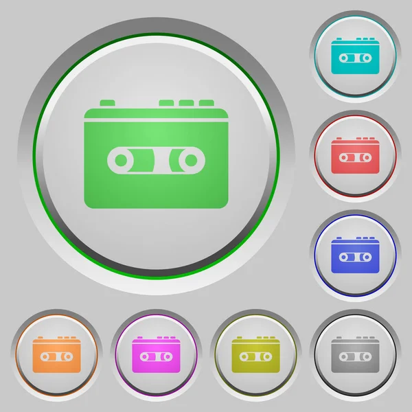 Vintage Retro Walkman Color Icons Sunk Push Buttons — Stock Vector