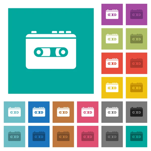Vintage Retro Walkman Multi Colored Flat Icons Plain Square Backgrounds — Stock Vector